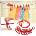 Clip & Hang 185cm Portable Clothesline With (12) Clip – Elastic, Windproof & Eco-friendly For Travel & Home Use