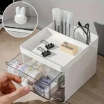 Desktop Double-layer Plastic Storage Holder Rack Cosmetic Box Kitchen Bathroom Desk Shelf Organizer Office Supplies Stationery