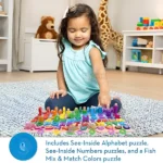 Wooden Puzzle Sorting Learning Board Toys | Abc, Numbers, Shapes, Abacus, Fish Picking Activity And Animals | Preschool Education Montessori Toys